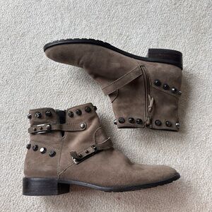 Stuart Weitzman Suede Studded Ankle Boots